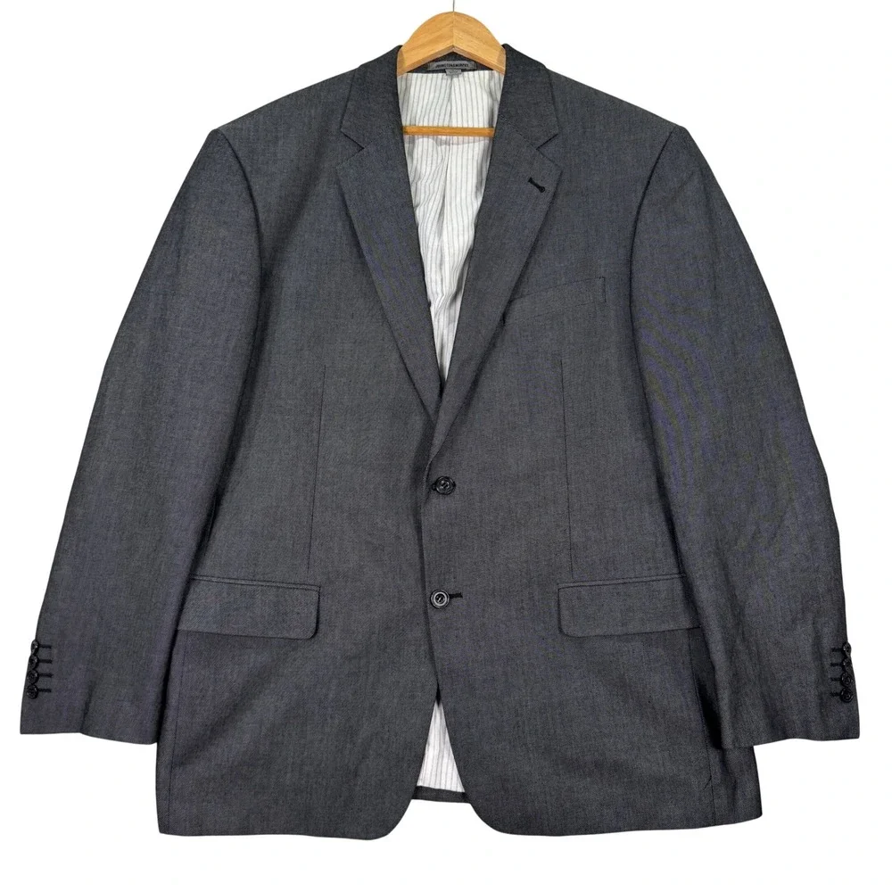 NEW Johnston Murphy Mens Large 44R Classic Fit Gray Cotton Blazer Sport Coat
